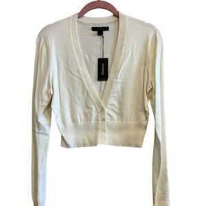Express Cream Cropped Cardigan Size Large